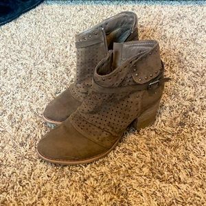 Brown suede booties